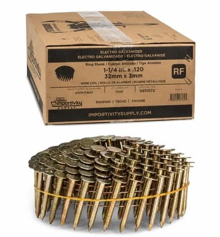 Ring Shank Coil Roofing Nails, 1-1/4 in.